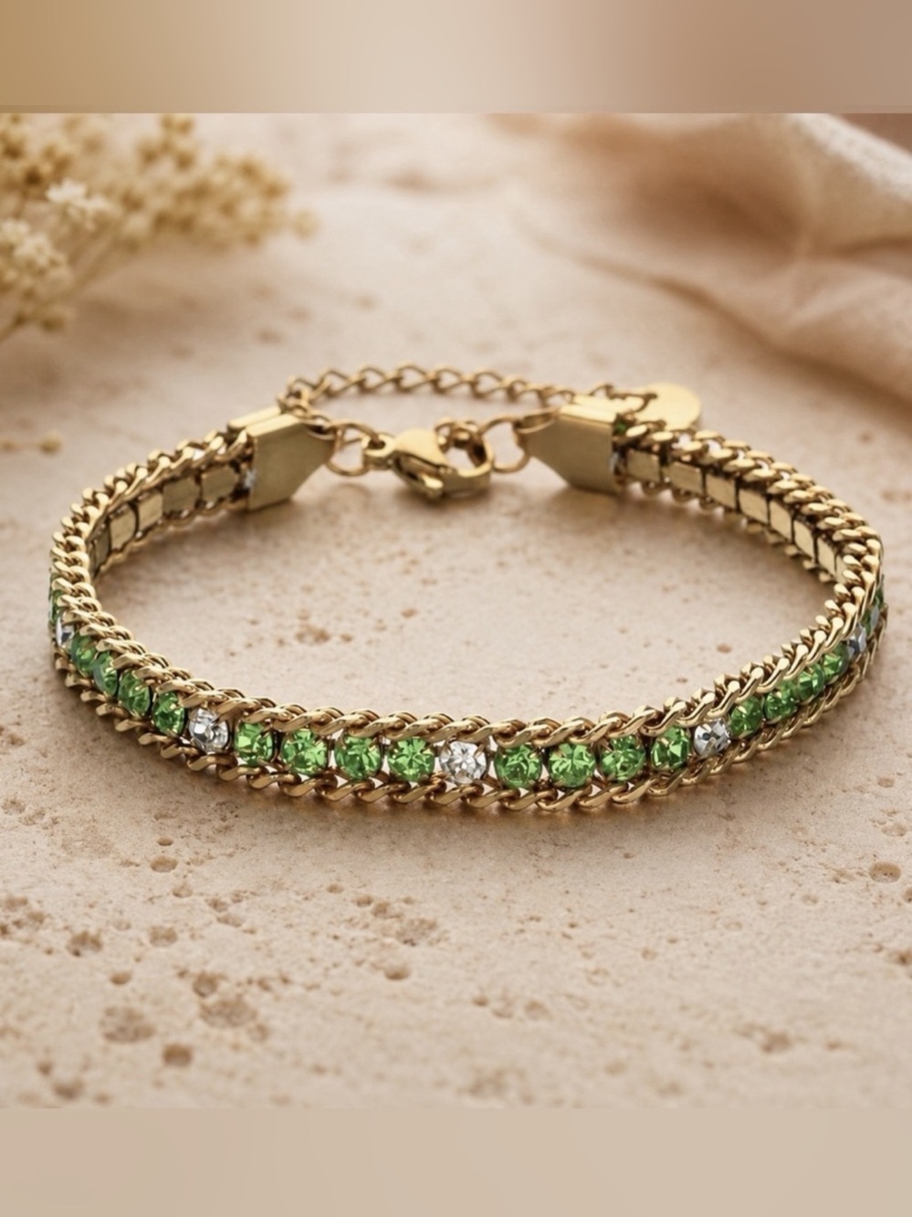 Green Stone Tennis Bracelet